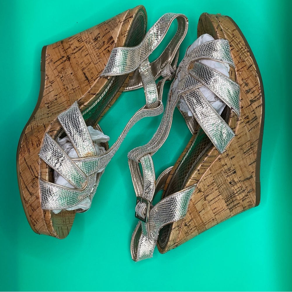 Silver Wedge Sandals - Picture 2 of 10